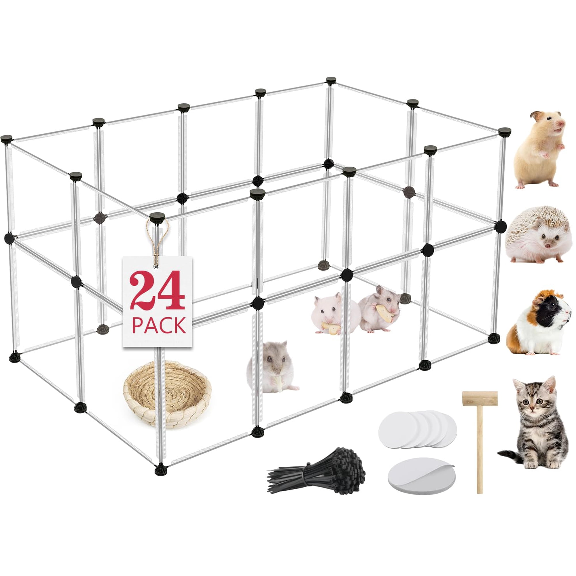 Playpen Viscoo 24 Paneles Para Animales Pequeños, 48 X 24 X 28 Cm
