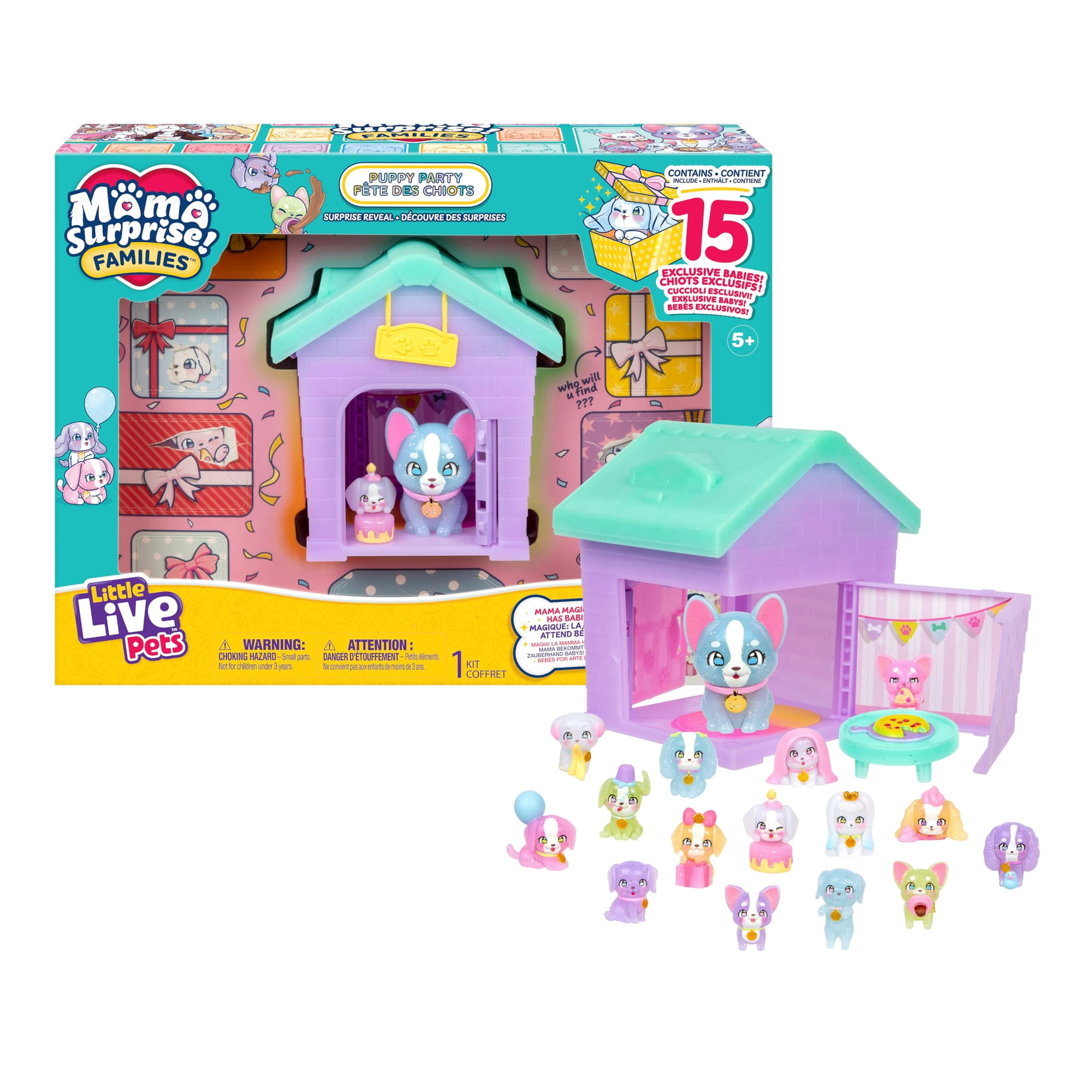 Set De Juego Dog House Little Live Pets Mama Surprise Con 15 Cachorros