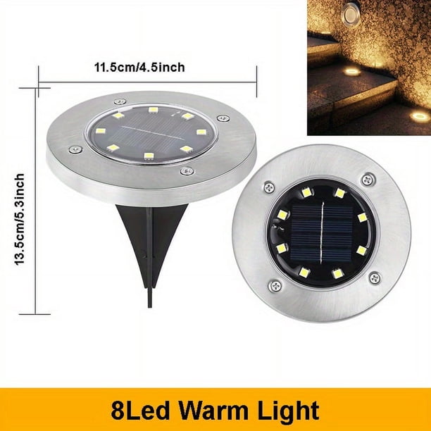 Illuminate Your Garden with 4pcs Waterproof Solar Garden Lights - 8 LEDs, Perfect for Path, Deck, Yard, Driveway and Lawn Decoration