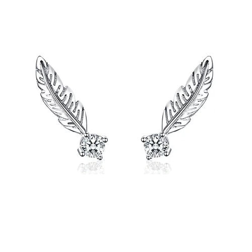 La Garza - Aros Plata Mujer Pluma Circon Libertad