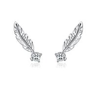 La Garza - Aros Plata Mujer Pluma Circon Libertad