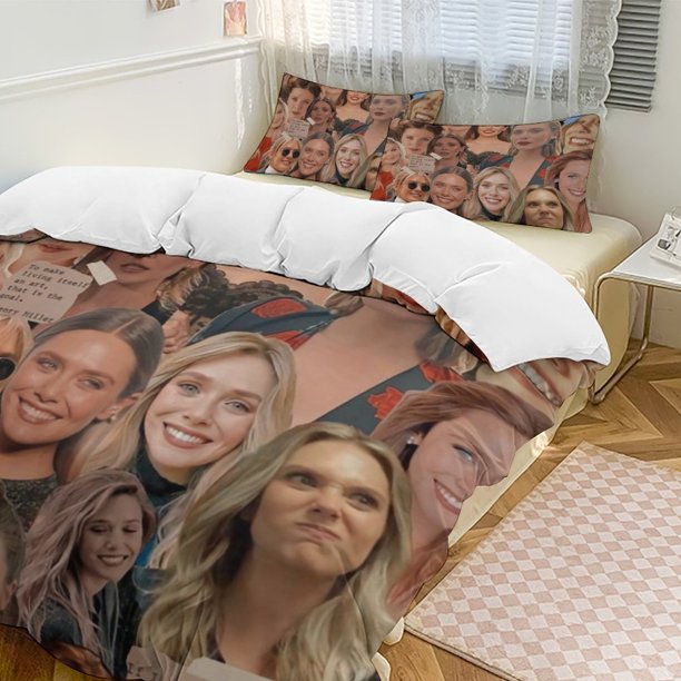 Elizabeth Olsen Family Bed 3 Piece Set Personalized Bedding Decor for Kids And Teens Anime Student Dormitory Cover