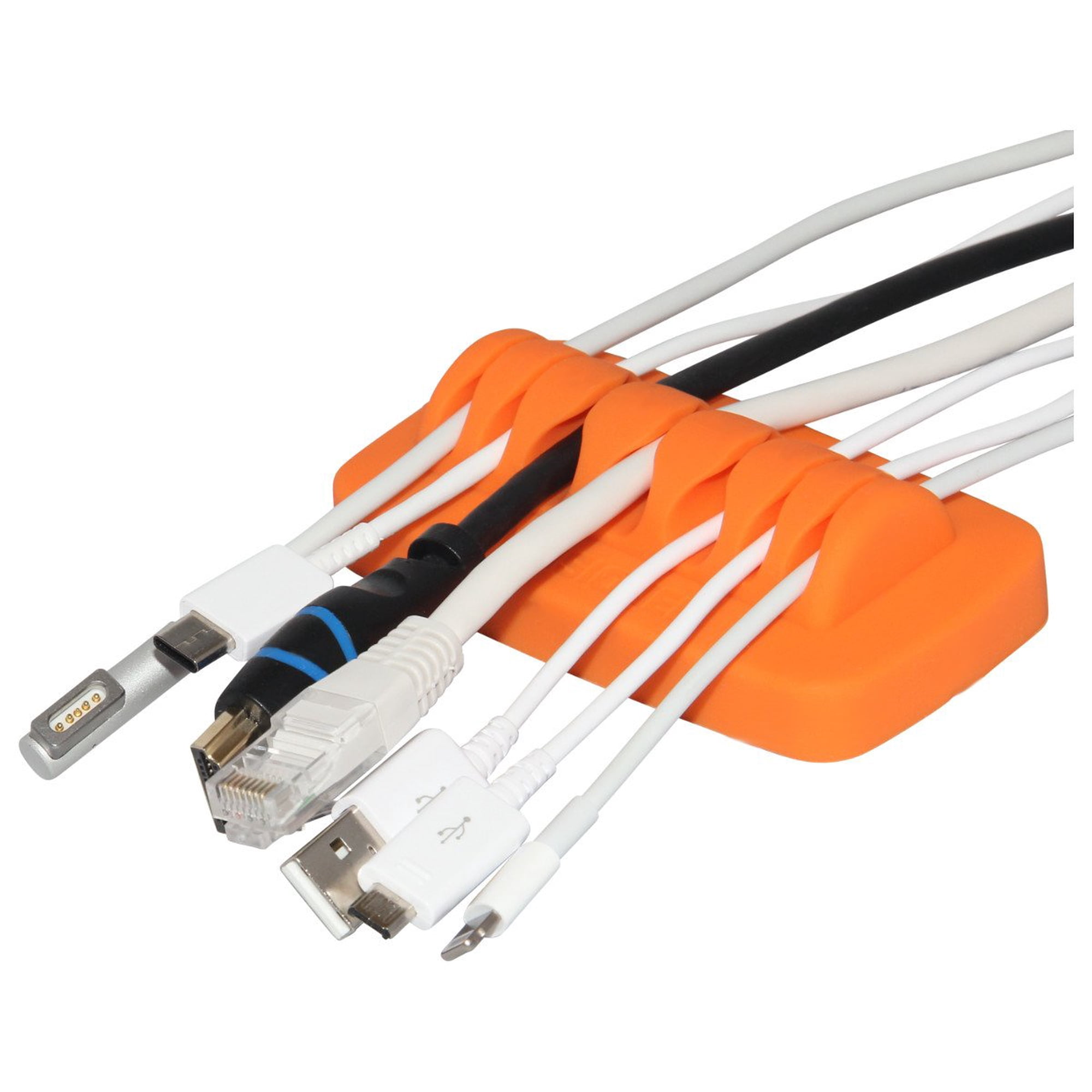 Organizador De Cables Envisioned, Compacto Y Pesado, De Silicona, Color Naranja