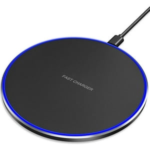 Impormaipu - Cargador De Celular Inalambrico 2A 20W Smartphone Android Para Iphone Pared Casa Redondo (Negro)