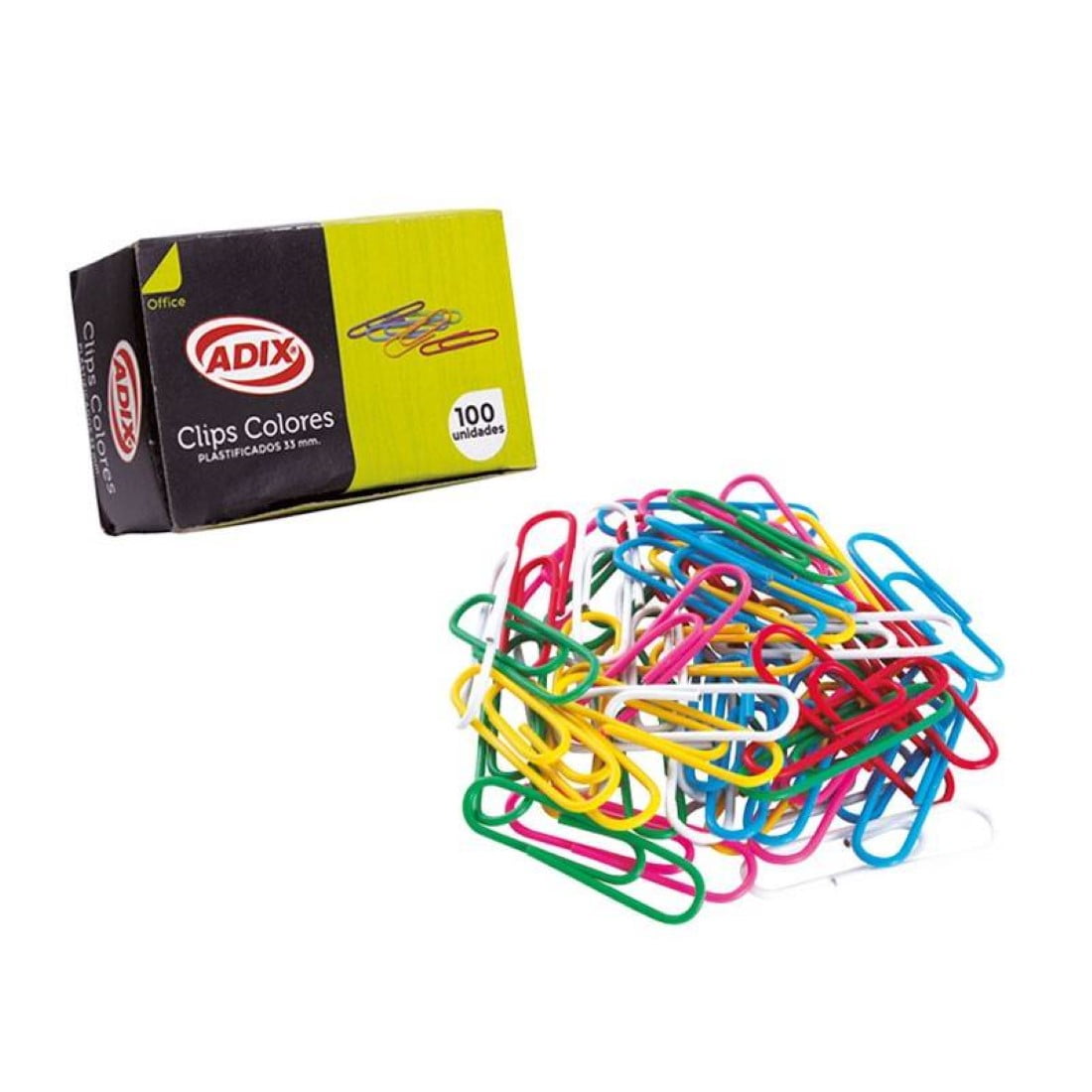Adix - Clip Metal 33mm Plastificado 100un