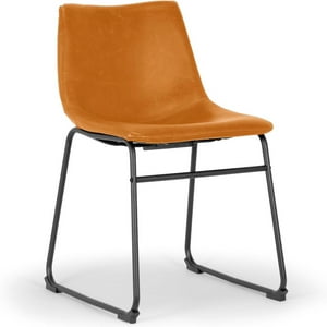 Habita2 Chile - Silla Para Comedor Asiento De Cuero Leah Patas Metalicas