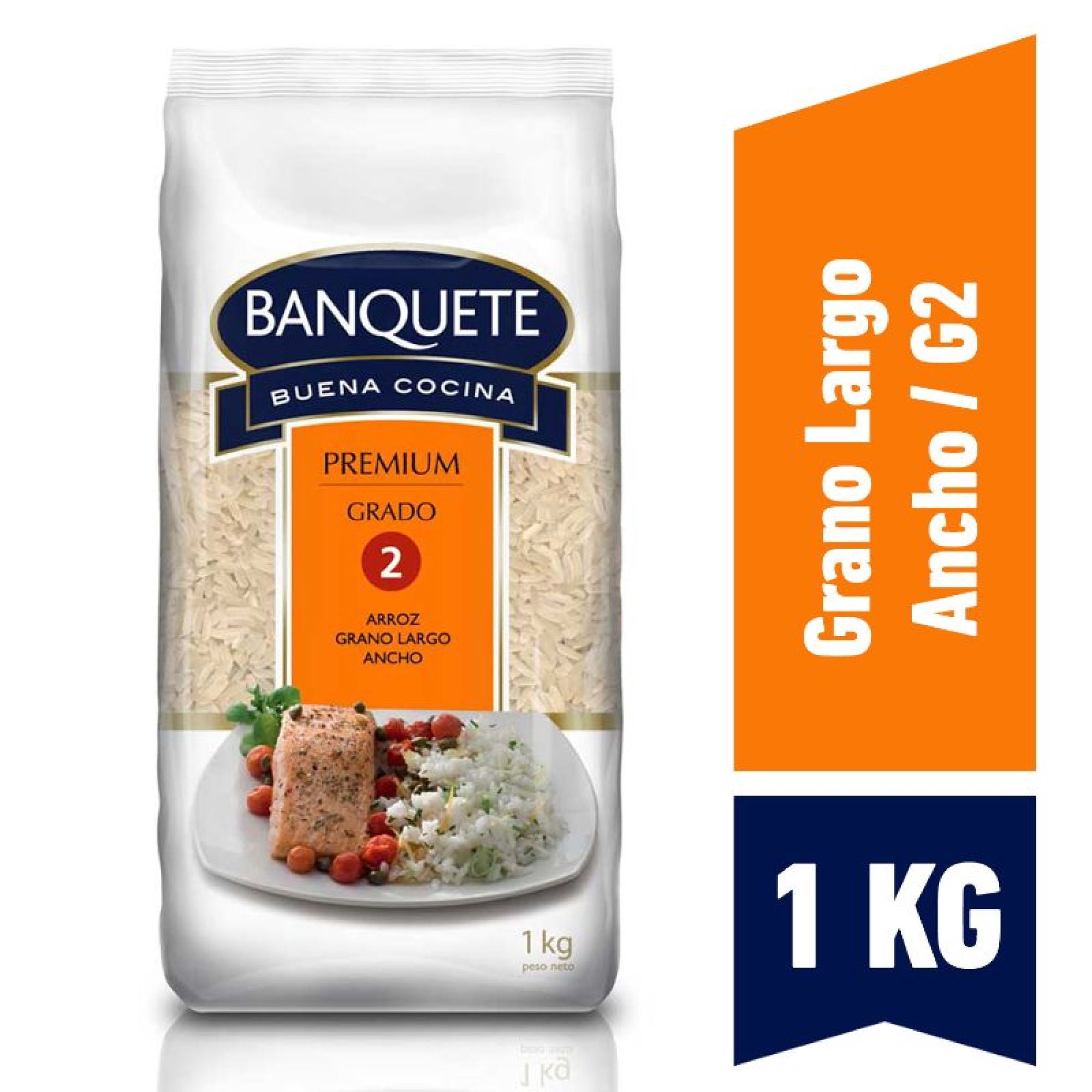 Arroz Grado 2 Grano Largo Bolsa 1 kg Banquete