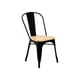 thumbnail image 1 of Silla Tolix de metal con Asiento de Madera Apilable Negra, 1 of 4