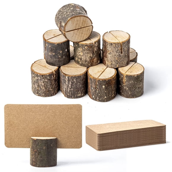 Tarjeteros Jofefe Mini Wood con tarjetas Kraft, 12 unidades