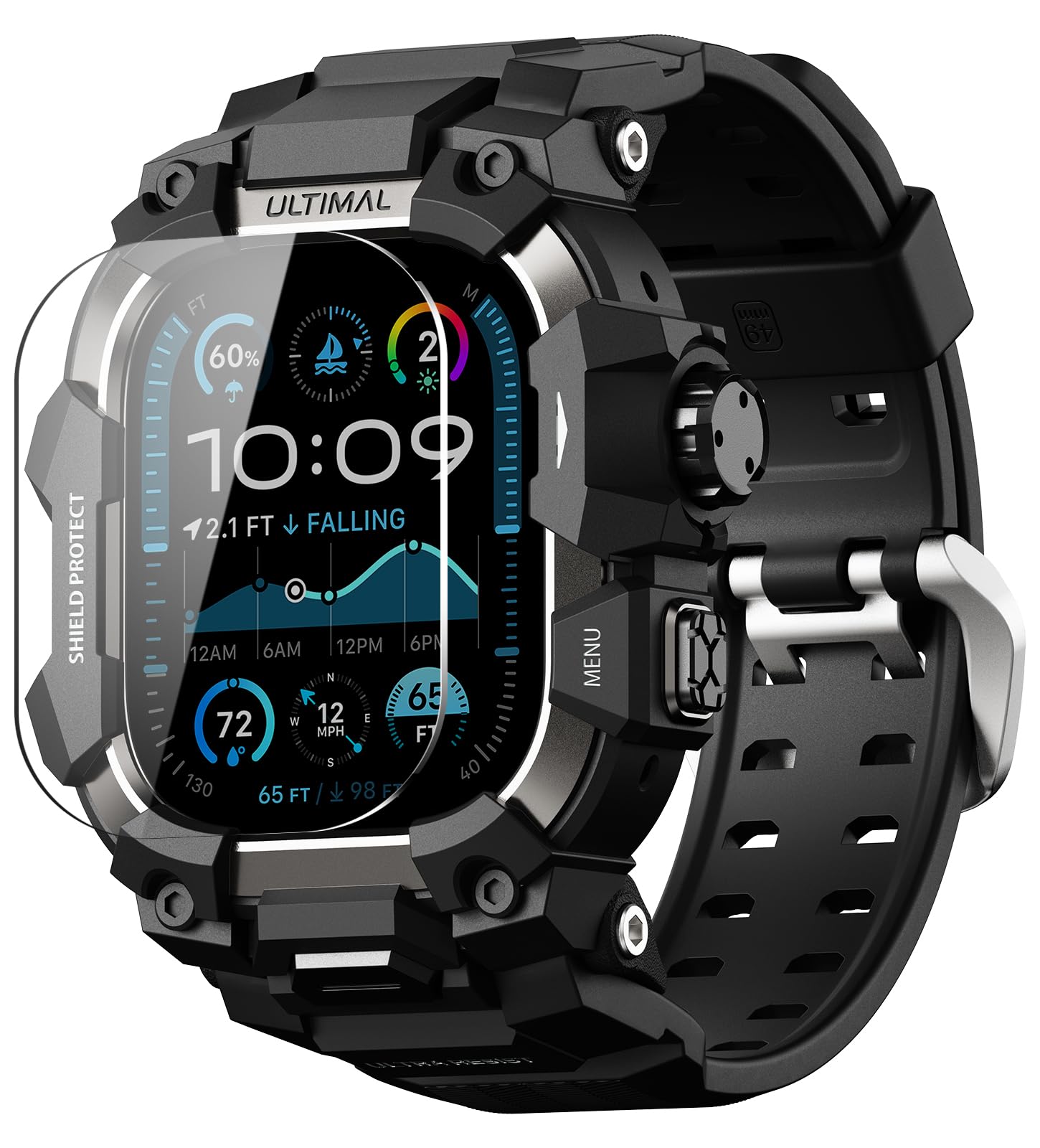 Funda Resistente Para Apple Watch Band Ultimal De 49 Mm Con Correa Táctica