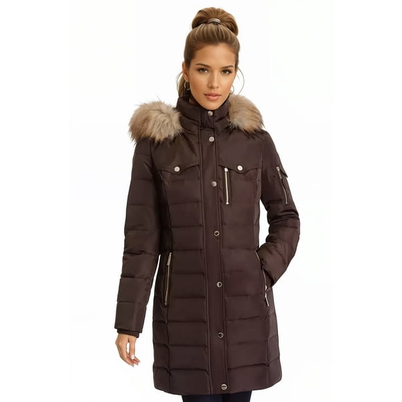 Abrigo Michael Kors Invierno Mujer Chocolate XL