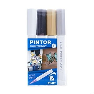 Pilot - Set Marcador Pintor Fino 4Un Blanco, Negro, Dorado, Plateado