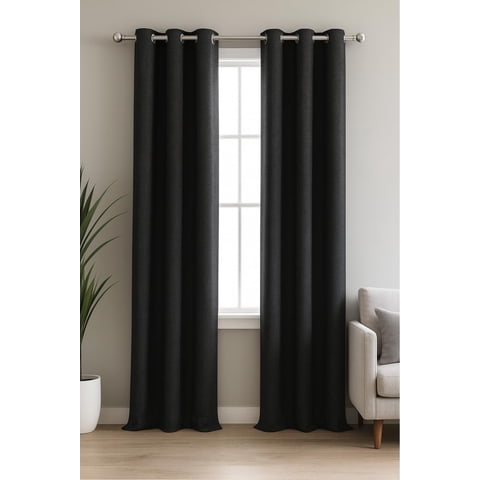 Clems - Pack 2 Cortina Blackout Lino 140X220Cm Negro