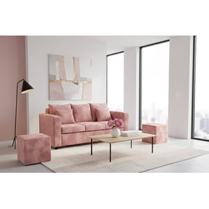 Fancy Hogar - Sofa Prince 3 Cuerpos 2 Puff Felpa