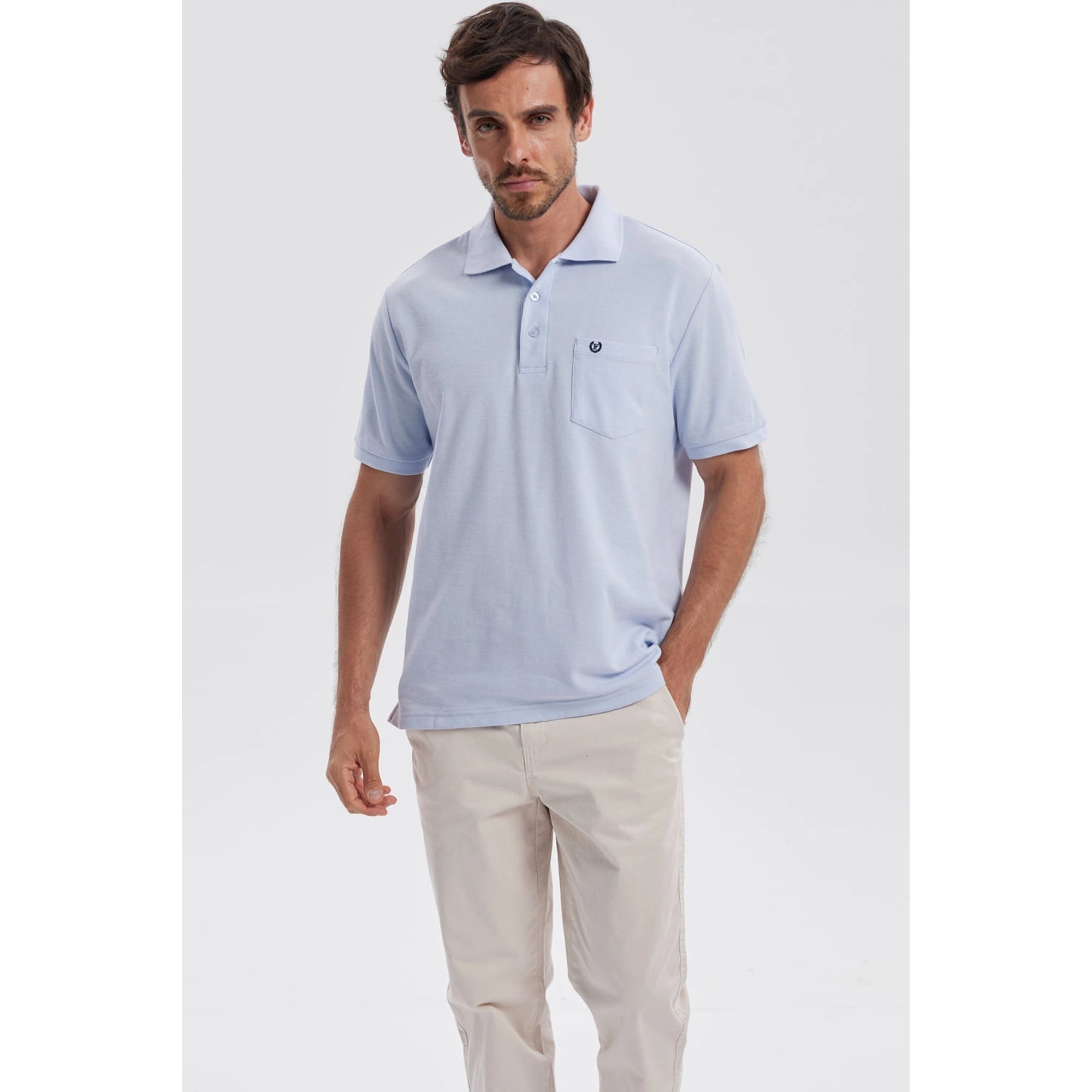 Fashionspark - Polera Hombre Piqué Básica Lisa Celeste - Lll