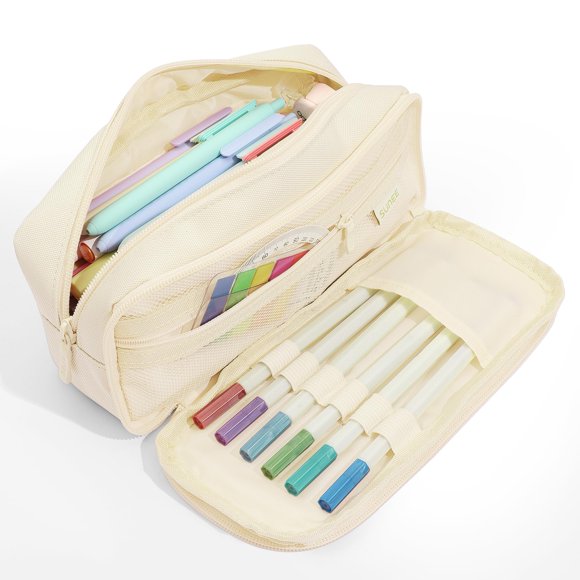 Estuche SUNEE 22 cm Gran Capacidad Beige Oxford