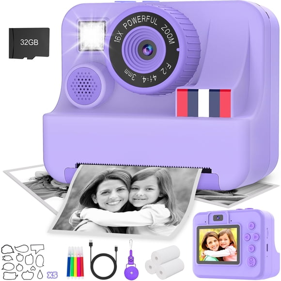 Cámara de impresión instantánea Yosfeng para niños con tarjeta SD de 32 GB de 3 a 12 años