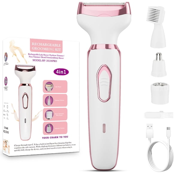 Depiladora Eléctrica Mujer RUIBO 4en1 Inalámbrica WetDry