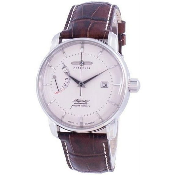 Reloj Zeppelin De Pulsera Automático Con Correa De Cuero Atlantik De 20 Mm Para Hombre, Blanco, (8462-5 84625)