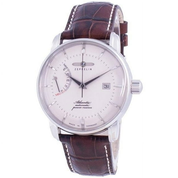 Reloj Zeppelin De Pulsera Automático Con Correa De Cuero Atlantik De 20 Mm Para Hombre, Blanco, (8462-5 84625)