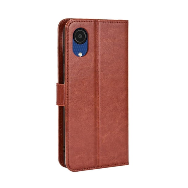 Funda tipo libro para Samsung Galaxy A03 CORE, cartera todo‑en‑uno, funda multifuncional con tarjetero y correa de muñeca desmontable