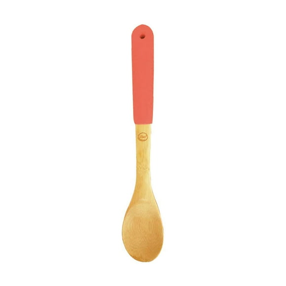 Cuchara Lisa Bambu Mango Silicona Coral 1 Pieza Café - Natural
