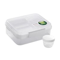 Magideal - Bento Box Contenedor De Preparación De Alimentos Caja De Refrigerios Portátil Rectangular Multiusos Para Fiestas, Oficinas, Viajes Escolares Y Acampad Blanco 1650Ml