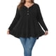 thumbnail image 1 of Agnes Orinda Blusas de Talla Grande para Mujer, Túnicas de Colegio con Botones, Cuello en V, Mangas Largas, Dobladillo con Volantes, Estilo Suelto, Talla 4X, Negro, 1 of 8