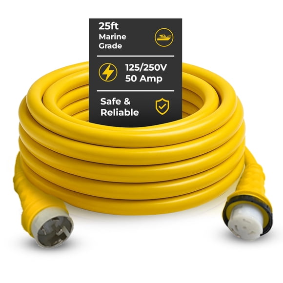 Cable de extensión Shore Power de 125/250 V, 50 A, 7,6 m, Marine & RV