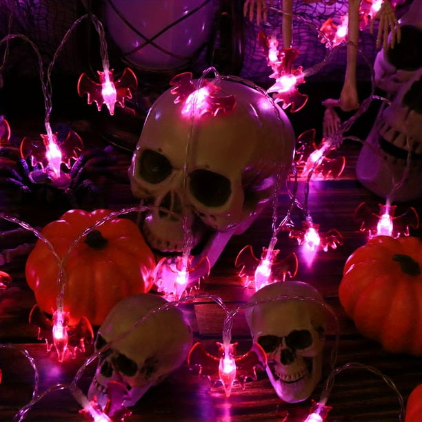 1pc Purple Bat Decoration Lights, Battery Operated For Bedroom Party Home Room Garden Hallowmas Decorations(Purple)Without Battery(1pc 59.06inch/4.92ft 10 Led Or 1pc 118.11inch/9.84ft 20 Led Or 1pc 17