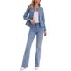 thumbnail image 2 of INSPIRE CHIC Chaqueta de Mezclilla para Mujer sin Cuello con Dobladillo Peplum, Botones, Manga Larga, Azul Claro, Talla M, 2 of 6