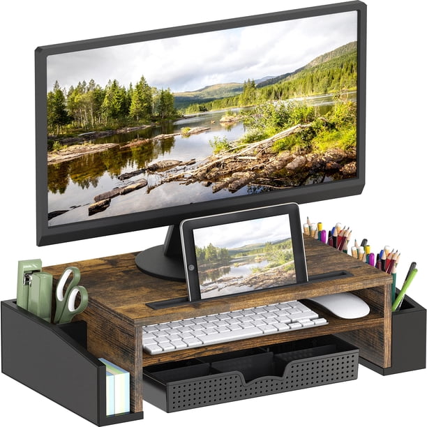 Soporte para monitor de escritorio, artículos para el hogar sencillos con bandeja organizadora