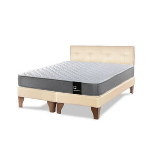 Latam Home - Cama Europea Zen Best Tela Pu Beige 2Pza + Respaldo