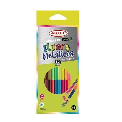 Est. 12 Lapices De Color Neón/Metálico 1 Un Artel