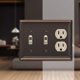 thumbnail image 3 of Placa de pared Amerelle Chelsea 2 Toggle/1 dúplex de acero envejecido, 3 of 4