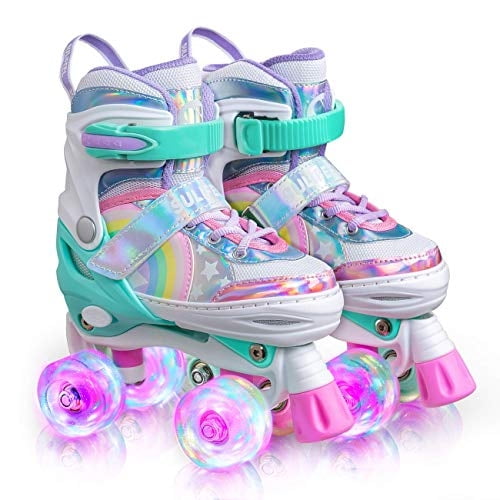 Patines Sulifeel Rainbow Unicorn Ajustables, Talla 28-36