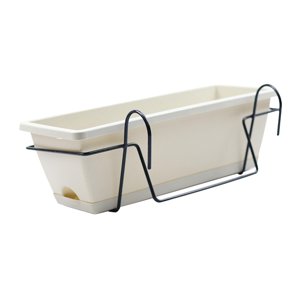 Ioensy - Macetero Colgante Para Balcón, Barandilla, Cubierta, Cajas De Ventana, Macetero Para Cubierta, Porche, Estante De Hierro Negro