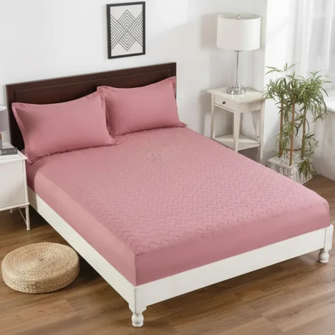 Casadeliacl - Cubre Colchón Impermeable T.F.I Para Colchones Hasta 30 Cm Rosa Liso 2 Plazas