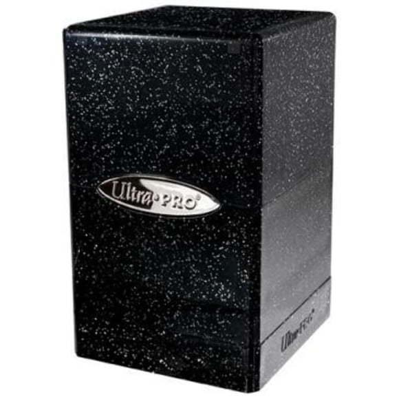 Tarjeta Deck Box Ultra Pro Satin Tower 100+ con purpurina negra