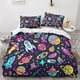 thumbnail image 2 of Funda nórdica con estampado 3D de cohete planetario galáctico, juego de ropa de cama de 3 piezas con funda nórdica de universo, de microfibra con cierre de cremallera oculto y fundas de almo, 2 of 3