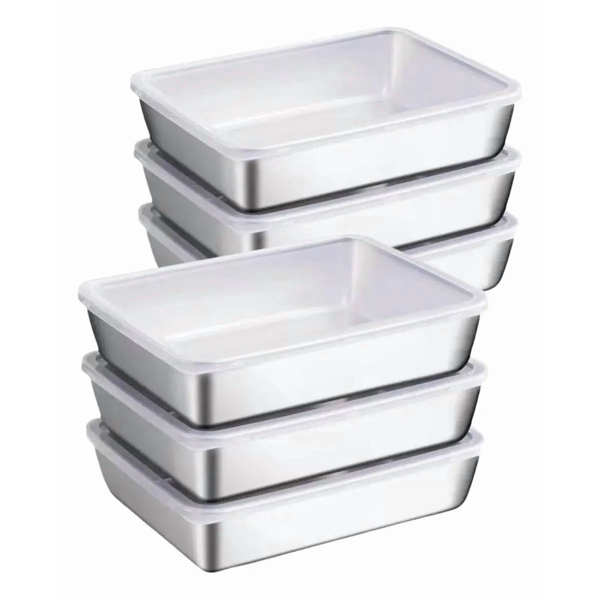 Genérica - Bandeja Para Horno, Juego De 4 Piezas, Con Tapa, Cuenco De Acero Inoxidable, Rectangular, Cuenco Para Empanar, 25 × 20 × 5 Cm, Bandeja Grande, Apta Para Lavavajillas