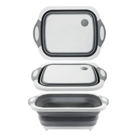 Genérico - Tabla Cortar Picar De Plástico Colador Canasto Plegable Color Blanco 3 En 1