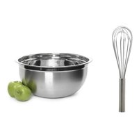 Genérico - Pack X2 Batidor Manual 30Cm + Bowl Acero Inoxidable 26Cm