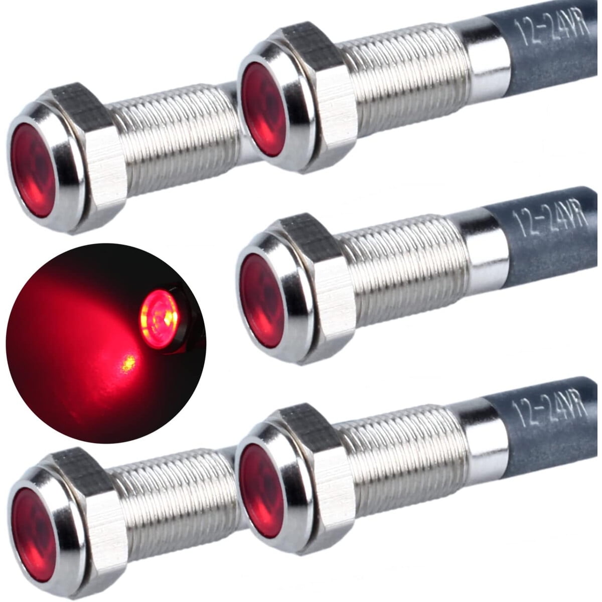 Luz Indicadora Led Dmwd 6mm 12v24v Roja Ip67 Set 5