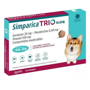 Zoestis - Simparica Trio Para Perros 10 A 20 Kg 1 Comprimido