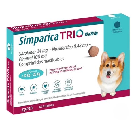 Zoestis - Simparica Trio Para Perros 10 A 20 Kg 1 Comprimido