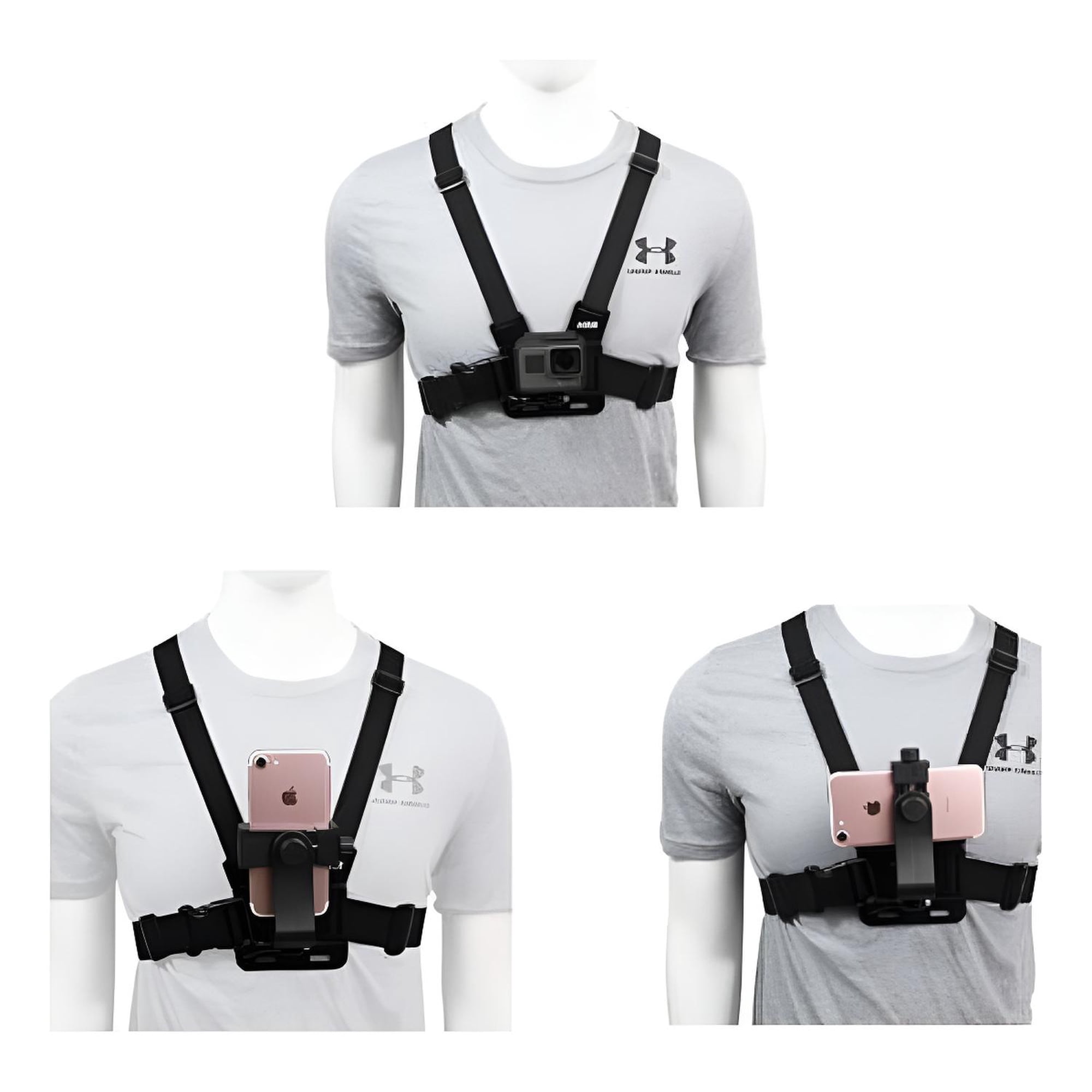 Genérica - Arnes De Pecho 2 En 1 Para Gopro Y Celular, Cámara De Acción - Multicolor