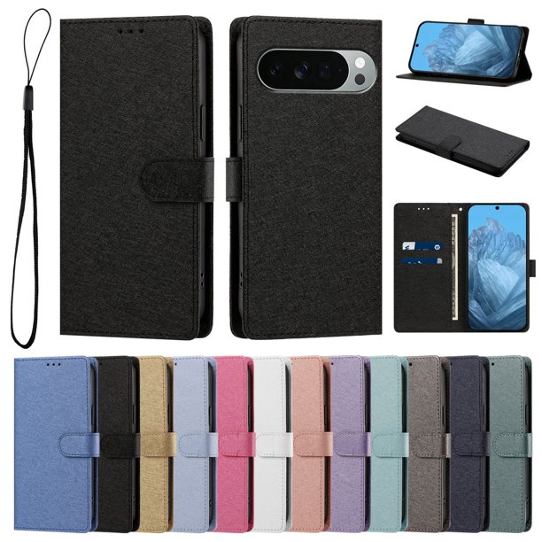 Funda Cartera de PU para Google Pixel 11 Pro XL con Tarjetas, Negro
