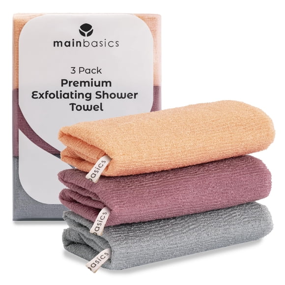 Toalla de Ducha Exfoliante MainBasics Pack de 3 Coral Reef 90x30 cm