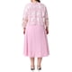 thumbnail image 3 of Agnes Orinda Vestido de Línea A de Manga Corta para Mujer de Talla Grande y Chaqueta de Encaje con Manga 3/4 Floral Abierta al Frente Elegante Conjunto de Vestido Formal de 2 Piezas 2X Rosa, 3 of 6